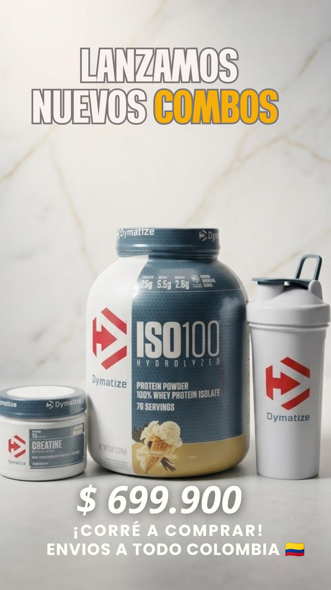 Combo Dymatize ISO100 + Creatina + Shaker
