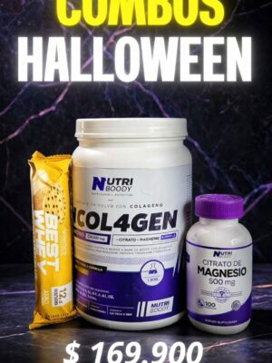 Combo Halloween Colágeno Hidrolizado 1 kg + Citrato de Magnesio + Barra Best Whey